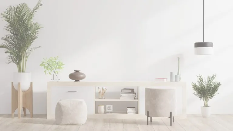 Sala clara e organizada com plantas